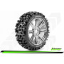 B-PIONEER 1:8 Buggy Tire Set Mounted Soft Black-Chrome Spoke Wheels Hex 17mm