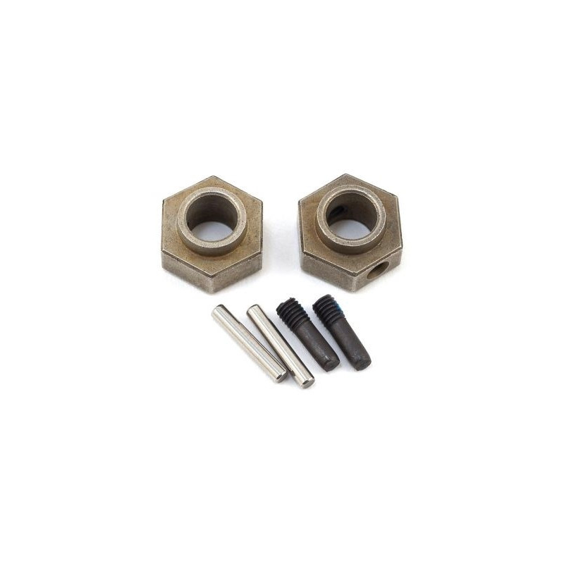 Wheel hubs, 12mm hex (2)/ stub axle pins (2) (steel)